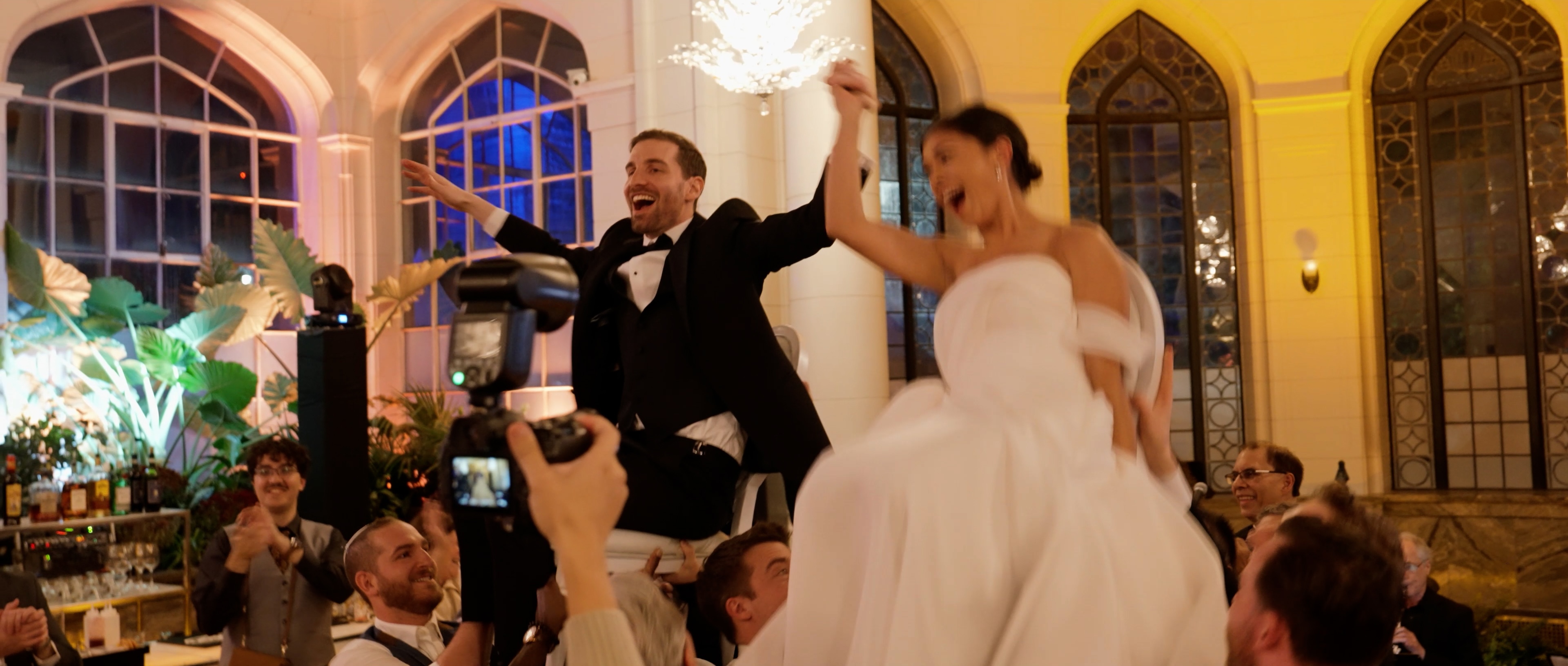 Wedding couple at reception